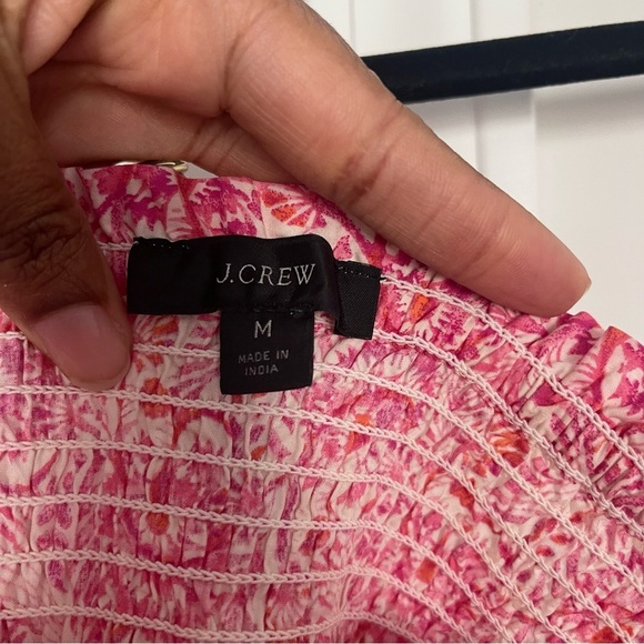 J.Crew Puff Sleeve Smocked Mini Dress Dandelion Swirl Size Medium - Picture 5 of 8